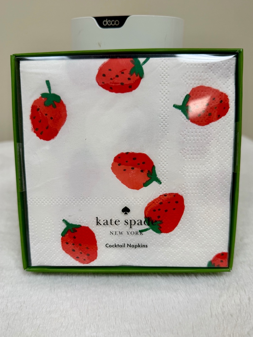 Kate Spade Strawberry Print Cocktail Napkins. Set of 50.